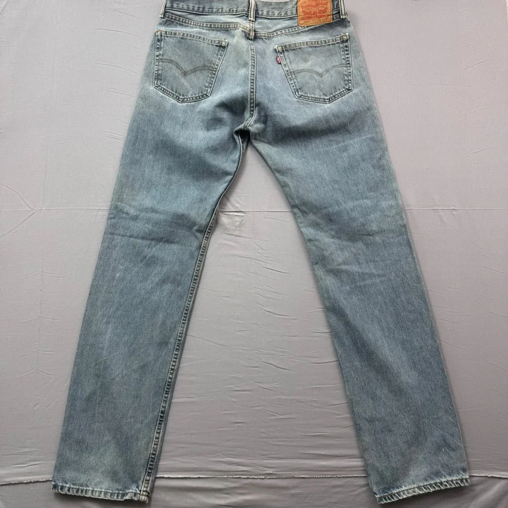 Levis 505 Regular Fit Straight Leg‎ Jeans Light Wash Blue Denim 34x36 Mens